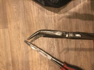 Two different types of plier heads, one is bent and helps reach certain items easier. I honestly use the bent ones probably more than the straight ones.