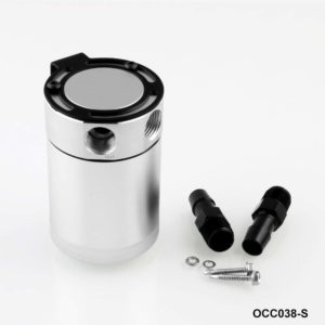 Sporacingrts Compact Baffled 2 Port Oil Catch Can Silver